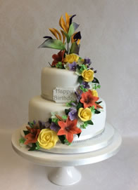 Traditional 2 tier with flowers